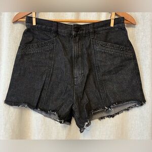 Afends Size 6 Denim Cutoff Shorts Black Boho Jean Frayed 100% Cotton High Rise